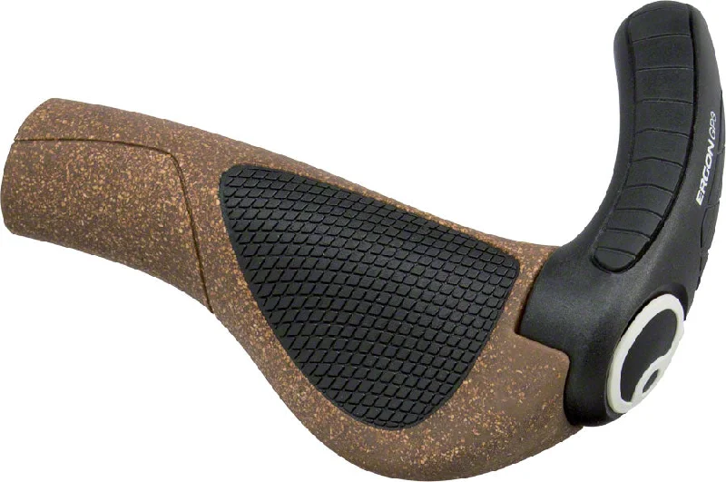 bicycle sidewall grip-Ergon GP3 BioKork Grips - Lock-On Small Black/Tan