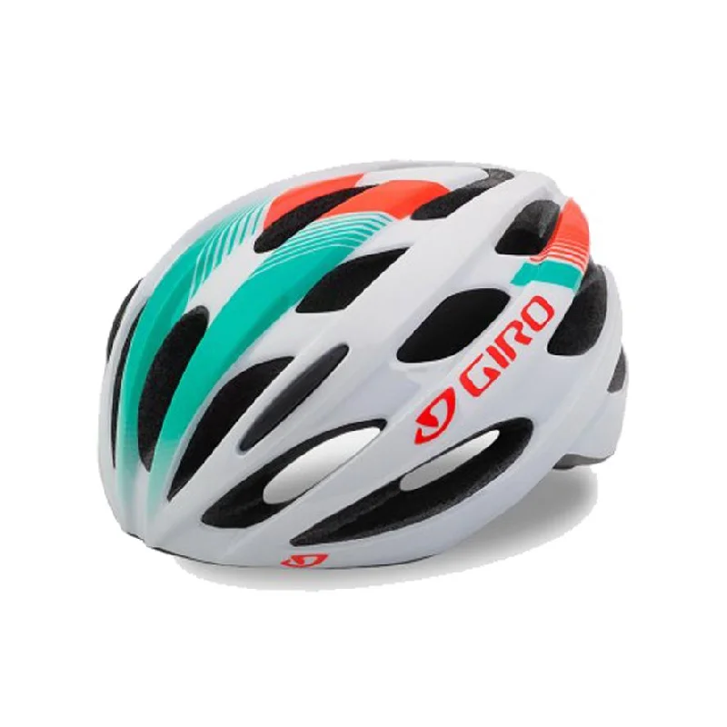 bicycle tire edge-Giro Trinity MTB Helmet - Matt White-Turquoise-Vermillion