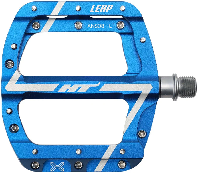 bicycle gravel kit-HT Components ANS08 Leap Platform Pedals Body: Aluminum Spindle: Cr-Mo 9/16 Blue Pair