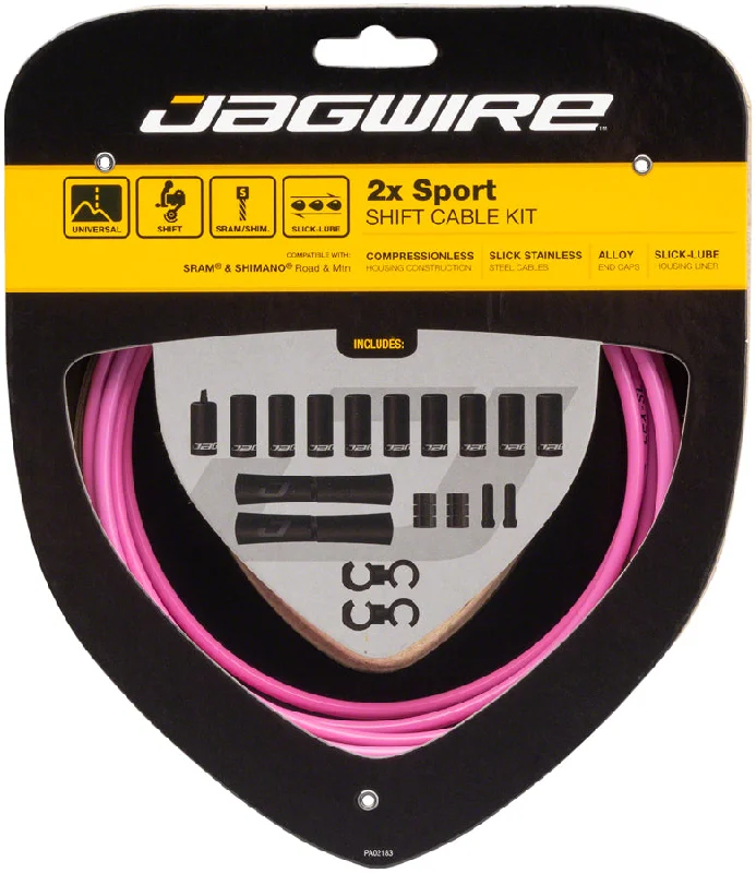 bicycle wrist brace-Jagwire 2x Sport Shift Cable Kit SRAM/Shimano Pink