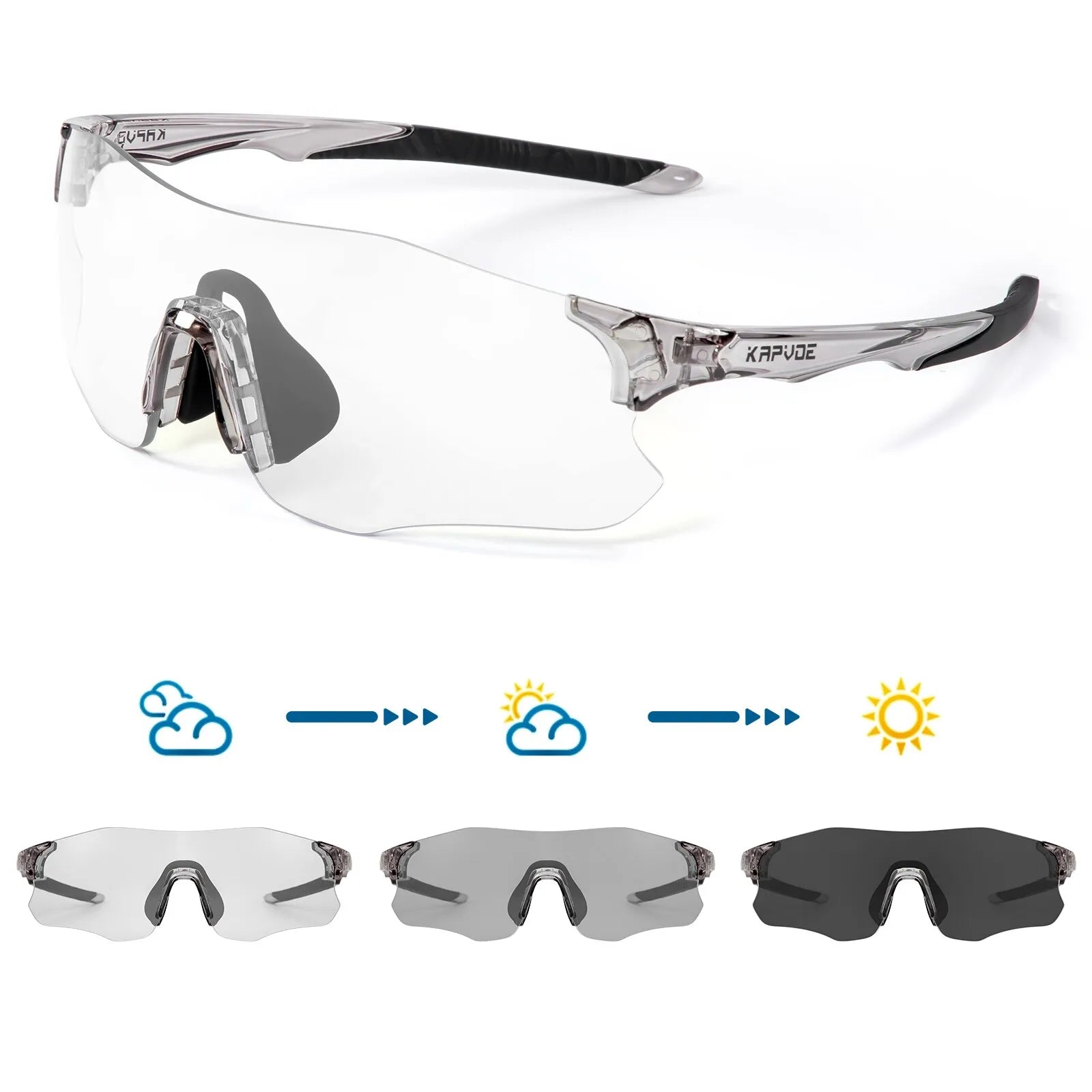 bicycle chain kit-Kapvoe New Outdoor Running Eyewear Men Women Photochromic Cycling Glasses Mountain Bike Riding Goggles Bicycle Hiking Sunglasses