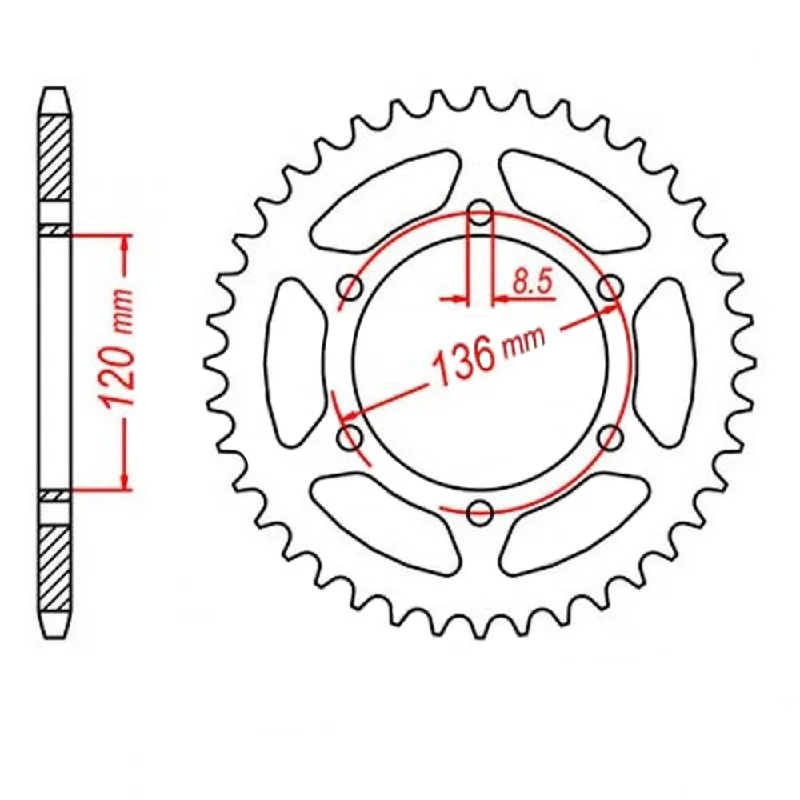 bicycle steel kit-MTX 846 Steel Rear Sprocket #520 (44T) (11-191-44)