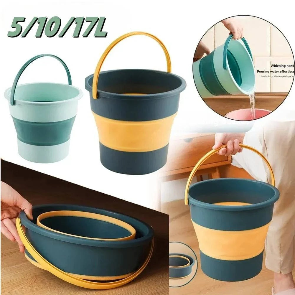 bicycle parts kit-5/10L Folding Portable Bucket with Cover Car Wash Fishing Bathroom Tool Silicone Bucket Outdoor Camping Household Supplies