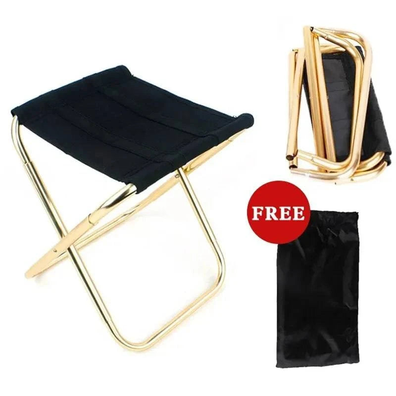 bicycle sidewall kit-Outdoor Camping Chair Golden Aluminum Alloy Folding Chair With Bag Stool Seat Fishing Camping