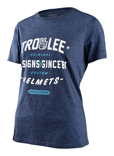 bicycle handlebar sweep-Troy Lee Designs Roll Out Short Sleeve Tee - Womens - Navy Heather