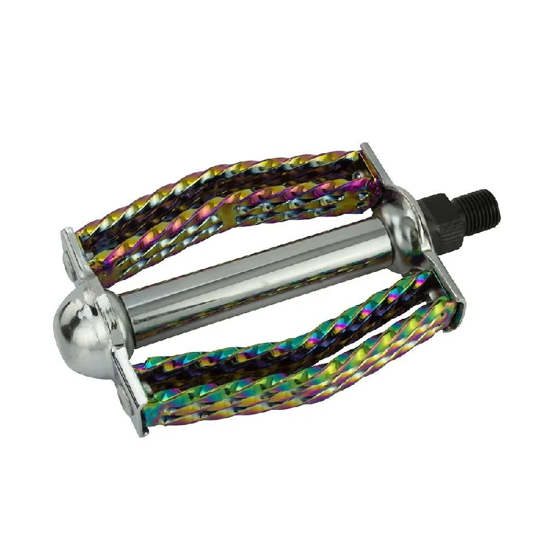 bicycle shoe upper-Double Square Twisted Round Pedals 1/2" Neo Chrome Lowrider, Beach Cruiser, Chopper Bike