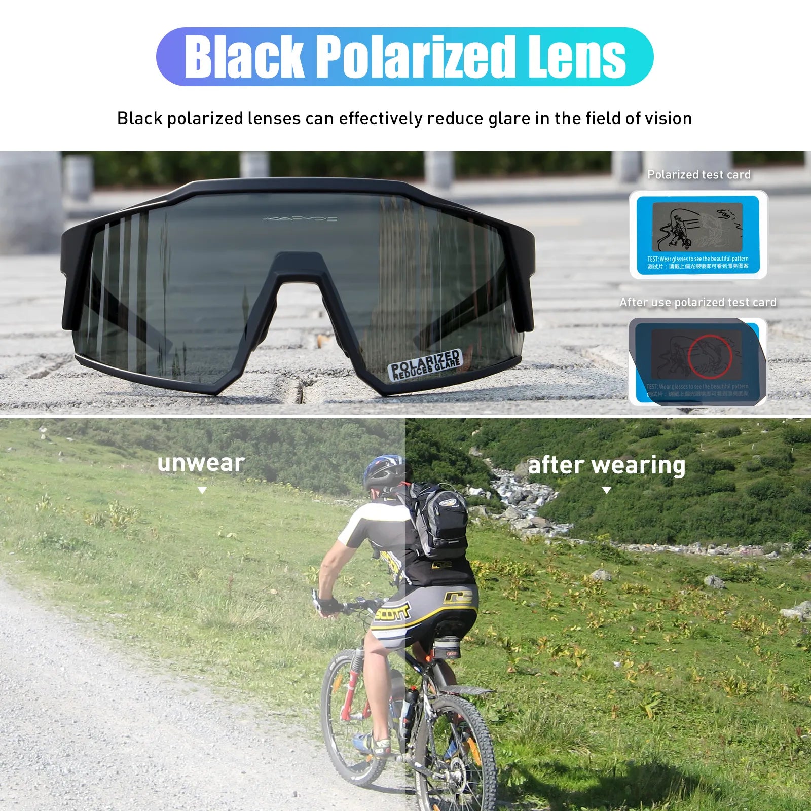 bicycle road kit-New Kapvoe Polarized Cycling Glasses Mountain Road Bike Cycling Goggles Men Sunglasses Eyewear Windproof Sport Bicycle Glasses