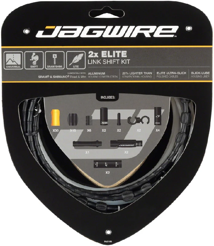 bicycle cleaner kit-Jagwire 2x Elite Link Shift Cable Kit SRAM/Shimano Polished Ultra-Slick Cables BLK