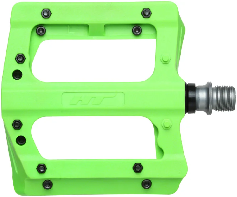 bicycle lightweight kit-HT Components PA12A Pedals - Platform Composite 9/16" Green