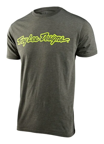 bicycle frame tube-Troy Lee Designs Signature Short Sleeve Tee - Olive Heather