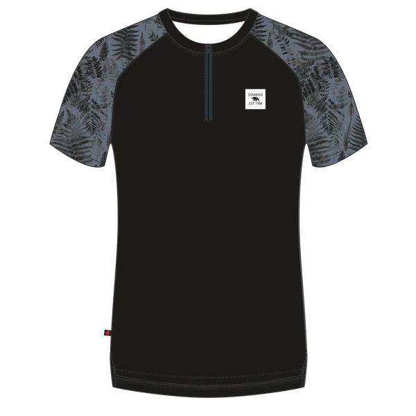 bicycle pad resin-Sombrio Ridgeline 2 Short Sleeve MTB Jersey - Fern Black-Stormy Weather