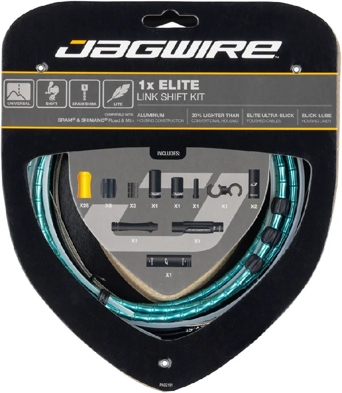 bicycle exercise kit-Jagwire 1x Elite Link Shift Cable Kit - SRAM/Shimano Polished Ultra-Slick Cables Ltd. Celeste