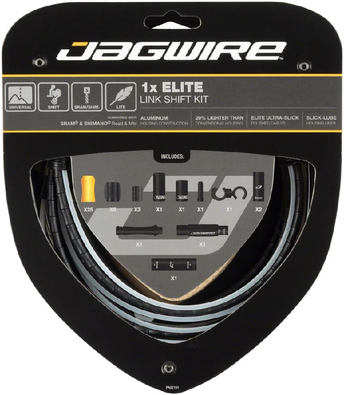 bicycle pedal kit-Jagwire 1x Elite Link Shift Cable Kit SRAM/Shimano Polished Ultra-Slick Cable BLK