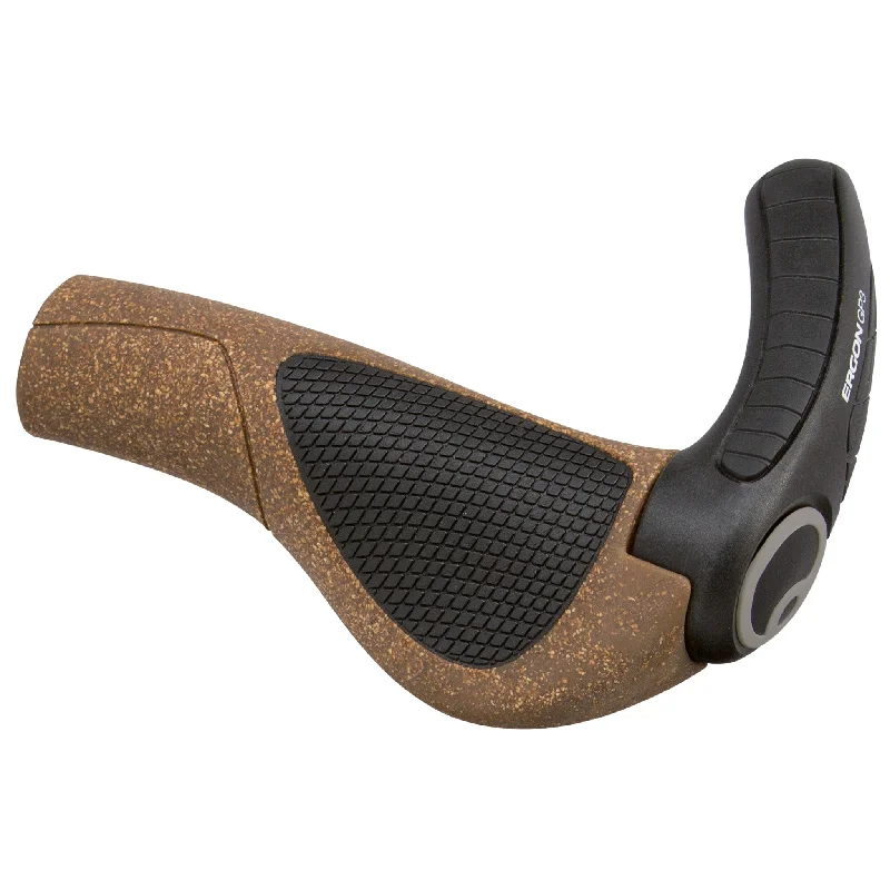 bicycle shoe kit-Ergon GP3 Evo BioKork Grips Large Brown/Black