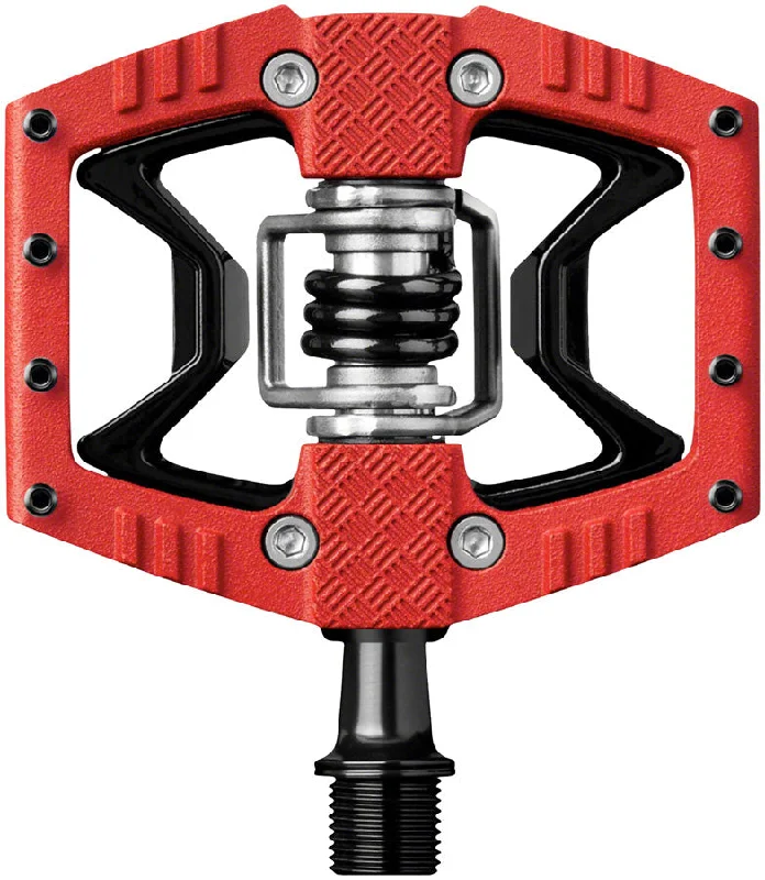 bicycle handlebar plug-Crankbrothers Double Shot 3 Pedals - Single Side Clipless Platform Aluminum 9/16" Red/BLK