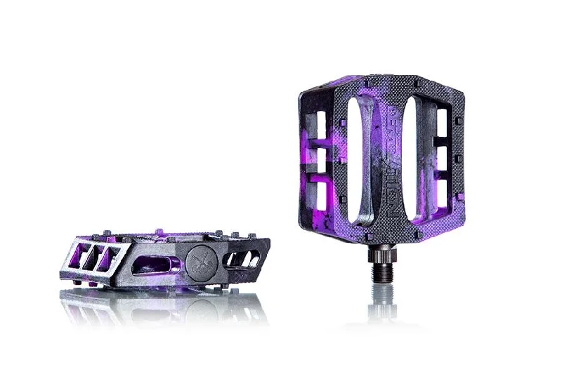 bicycle gear cluster-Demolition Parts Trooper Plastic Pedal Black/Purple Marble