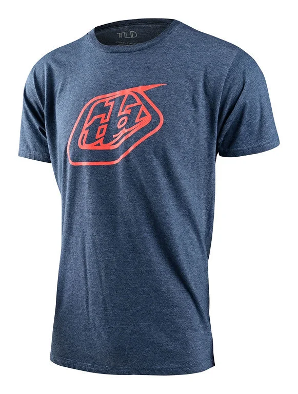 bicycle sidewall seam-Troy Lee Designs Badge Short Sleeve Tee - Navy Black Heather