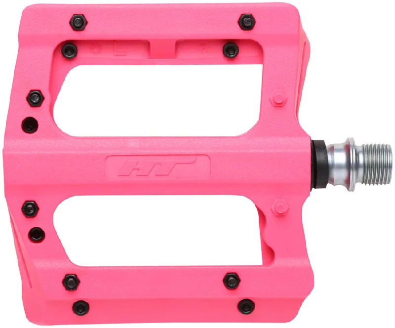 bicycle pump kit-HT Components PA12A Pedals - Platform Composite 9/16" Neon Pink