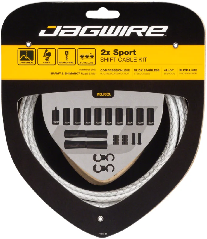 bicycle night gear-Jagwire 2x Sport Shift Cable Kit SRAM/Shimano Braided White