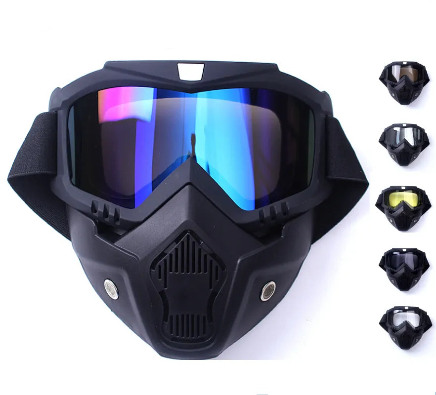 bicycle repair kit-zlangsports Goggles Mask Anti-UV Detachable Windproof Motorcycle HD Motocross Glasses Retro Riding Eyewear Ski Sunglasses