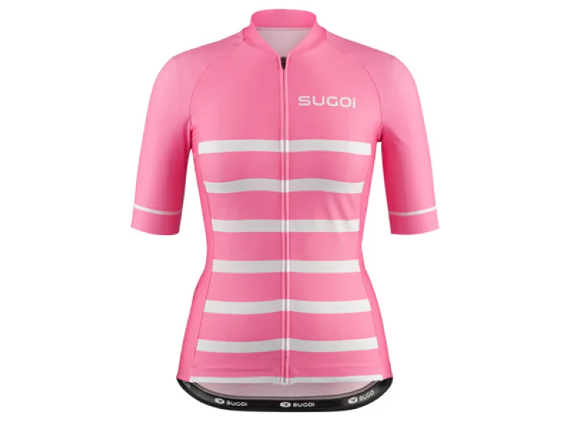 bicycle parking kit-Sugoi Essence Print Short Sleeve Jersey - Womens - Nautical Pink