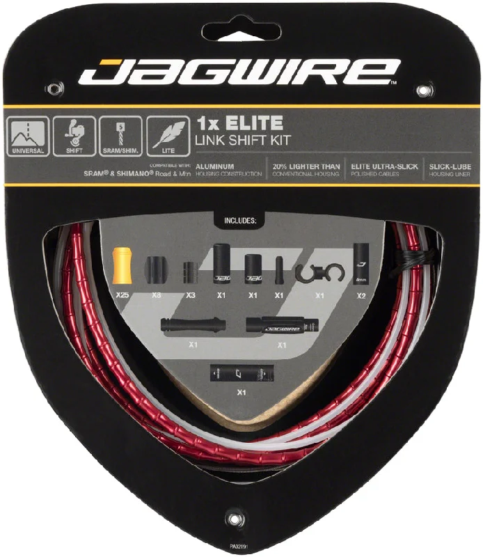 bicycle pad kit-Jagwire 1x Elite Link Shift Cable Kit SRAM/Shimano Polished Ultra-Slick Cable Red