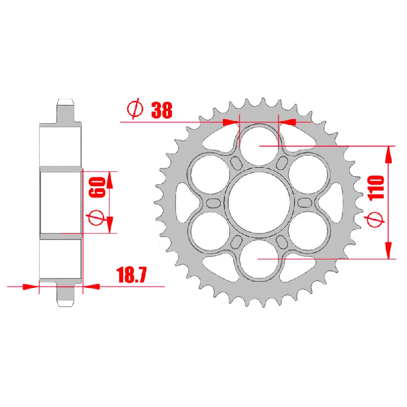 bicycle theft kit-MTX 50901 Steel Rear Sprocket #525 (39T) (11-50901-39)