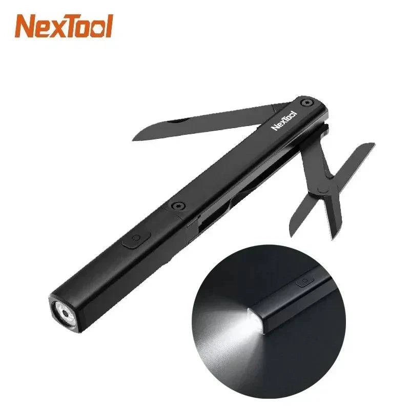 bicycle pad alignment-Xiaomi NexTool Mini Multi Tool Pocket Knife Scissors Pen Tools N1 Portable Outdoors USB Rechargeable IPX4 Waterproof Flashlight