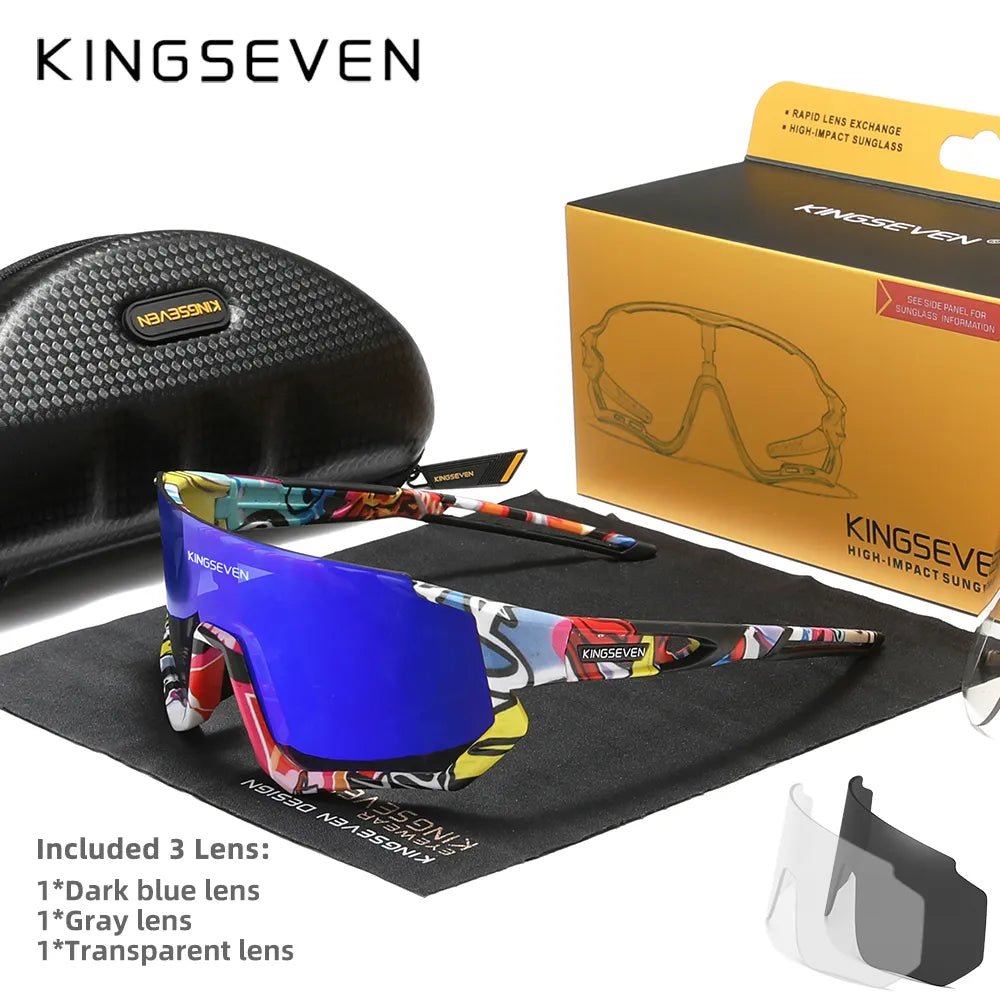 bicycle brake kit-KINGSEVEN Cycling Sunglasses Men Women Mtb Bicycle Glasses UV400 Polarized Fishing Protection Eyewear Photochromic Bike Goggles