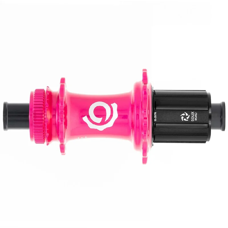 bicycle cleat bolt-Industry Nine Solix G Classic Rear HG11 Disc Hub Rear 28H 12mm TA 142mm Shimano HG 11 Pink