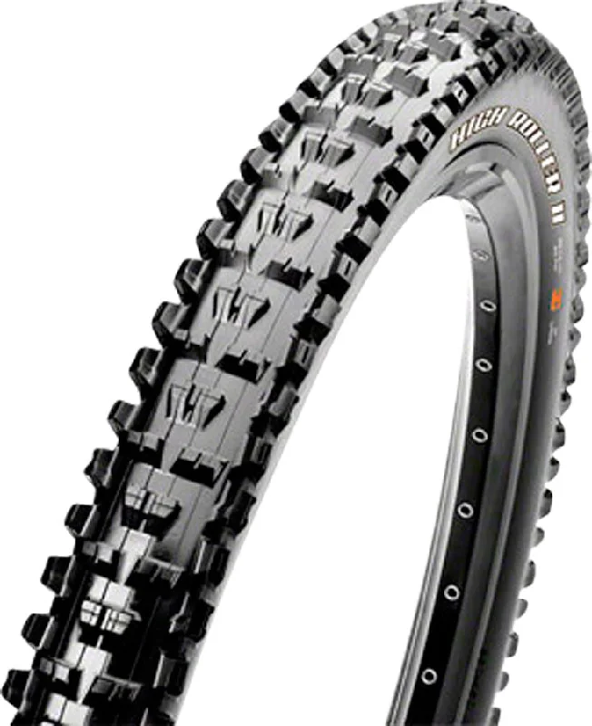 bicycle downhill kit-Maxxis High Roller II Tire - 27.5 x 2.3 Tubeless Folding Black Dual EXO