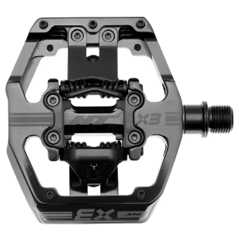 bicycle gear alignment-HT Pedals X3 Clipless Platform Pedals CrMo - Stealth Black