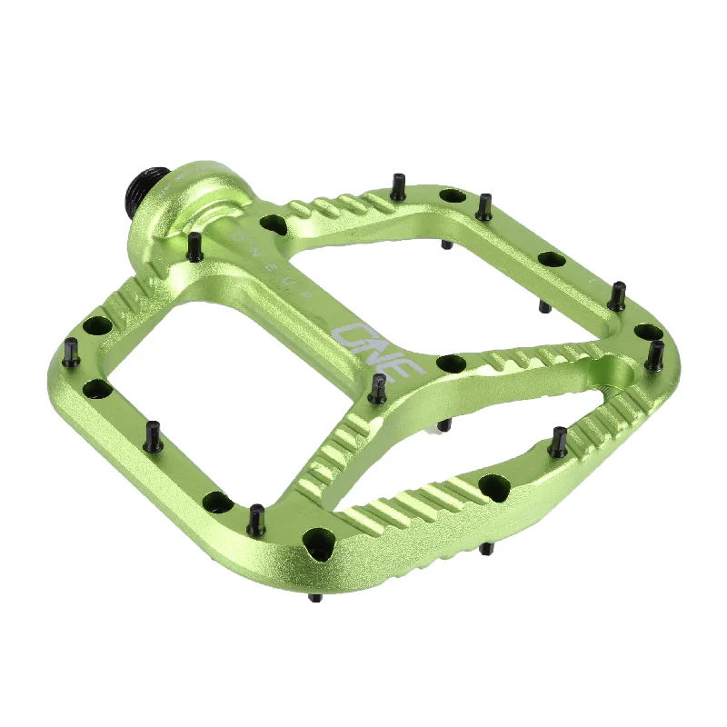 bicycle valve base-OneUp Components Aluminum Platform Pedals Green