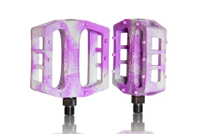 bicycle frame joint-Demolition Parts Trooper Plastic Pedal White/Purple Marble