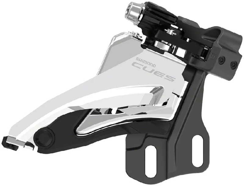 bicycle club kit-Shimano CUES FD-U6000-E Front Derailleur - 10/11-Speed Double Side Swing E-Type Mount W/O BB Bracket Plate 36/40t Max BLK/Silver